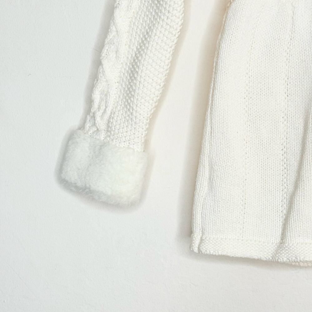 Miss Mona Mouse Girls Cardigan Size 5 Ivory Floral Faux Fur Cottagecore - Picture 9 of 12